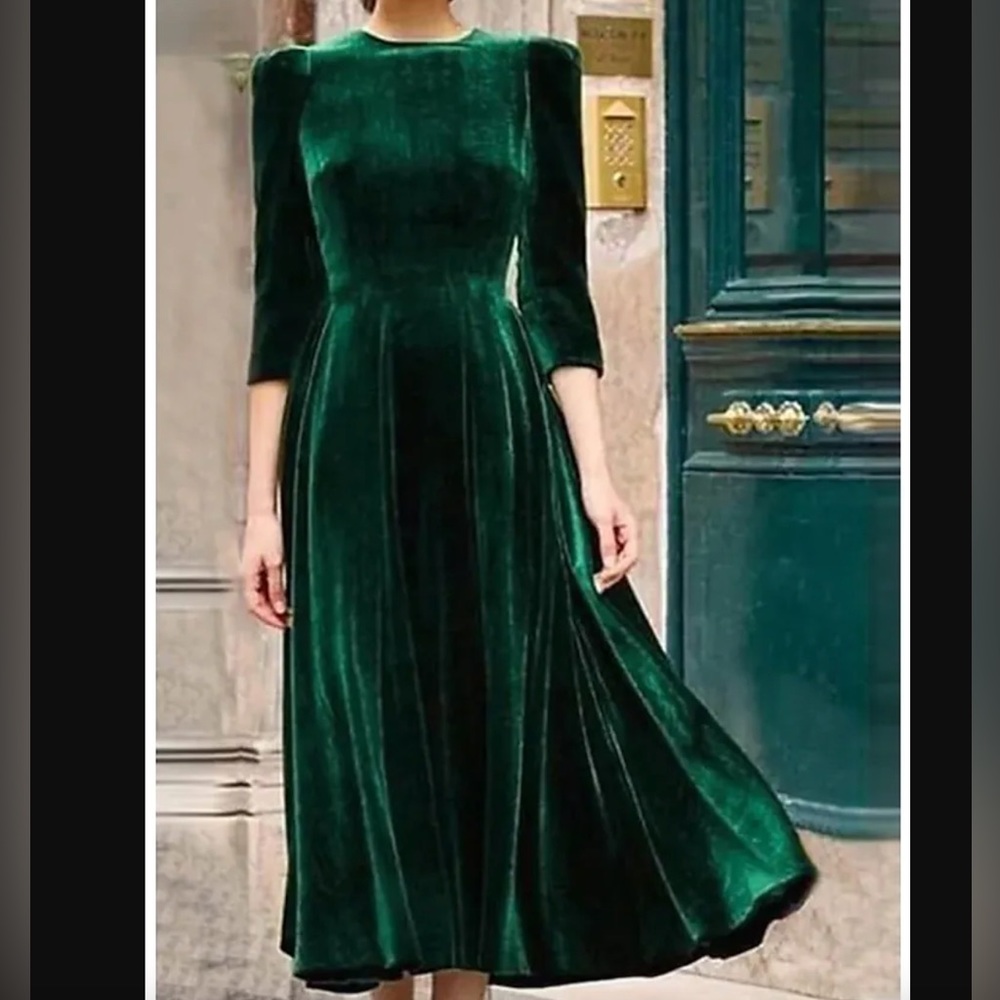 Green velvet midi dress, 2xl, brand new